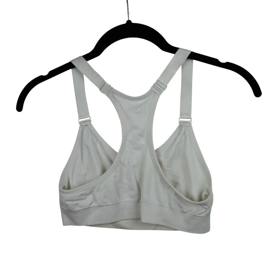 Puma‎ Womens Racerback Sports Bra S White Nylon/Spandex